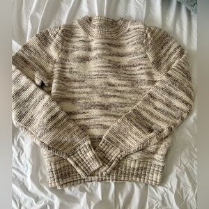 Evereve Cream and Light Brown Marled Knit Pullover